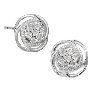 SAVVY CIE JEWELS Sterling Silver Bright Cut Diamond Swirl Stud Earrings …